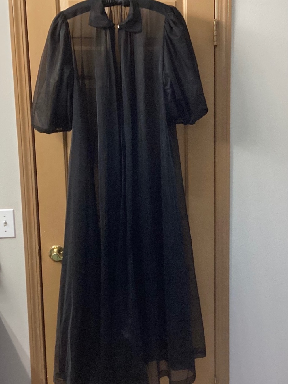 Vintage Vanity Fair Black 2 Piece Full Length Negligee / Peignoir